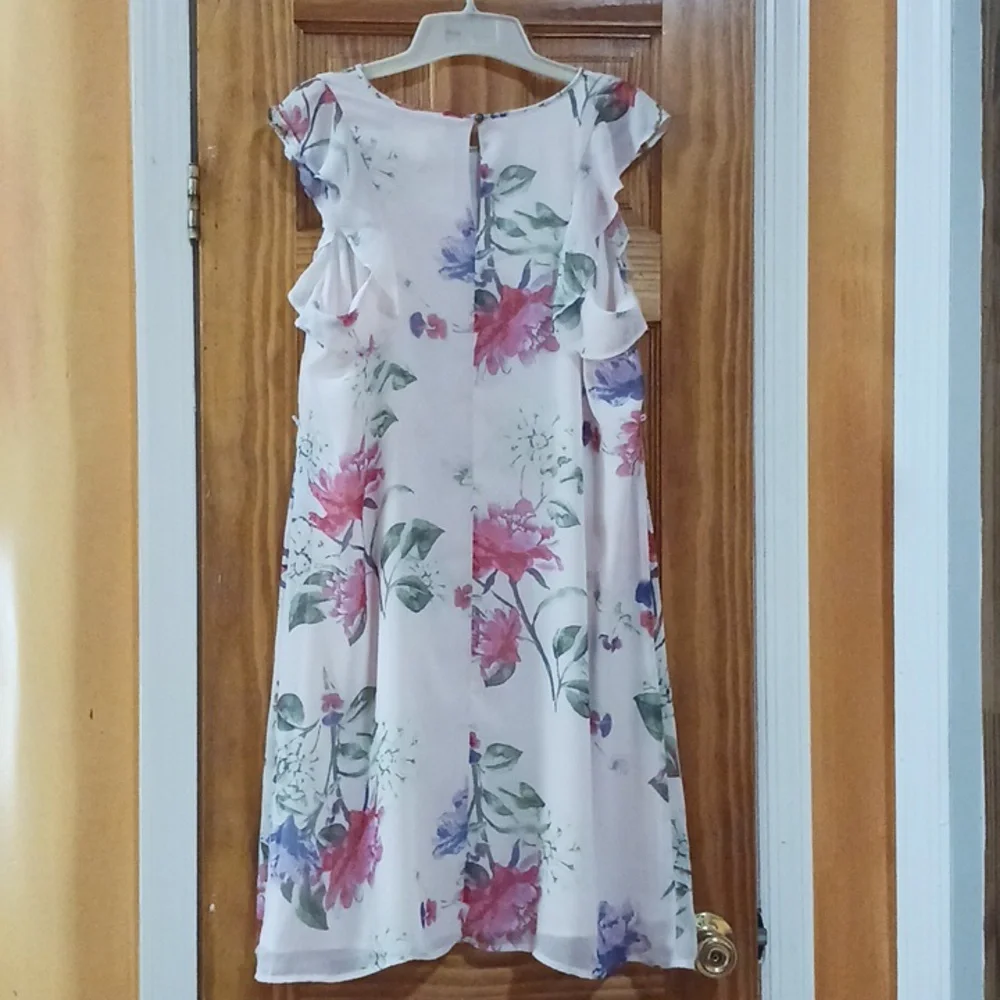 Motherhood Maternity Pink Floral Flutter Sleeve Midi Dress Size M - Picture 10 of 13